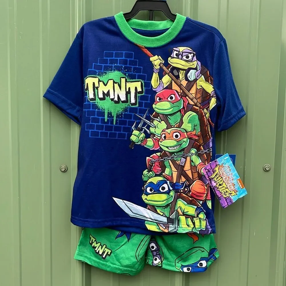 Ninja Turtles & Mario Graphic Print Tee & Shorts Sleep 2, 2-Piece Sets Size XS